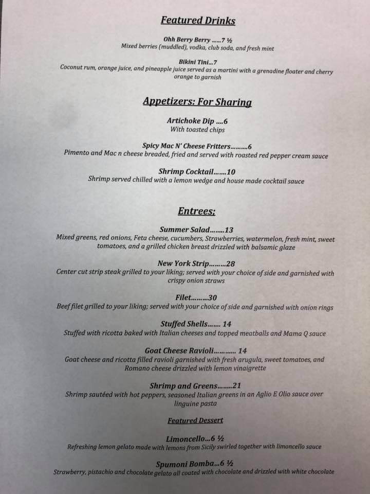 Menu at Caffe Capri Italian Bar & Grille, Boardman