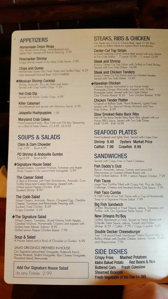 Menu at Fish Daddy's Grill House pub & bar, College Station
