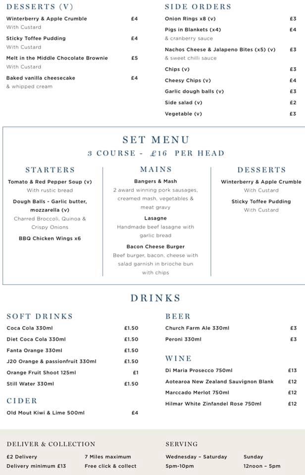 Menu at The Racehorse pub & bar, Warwick