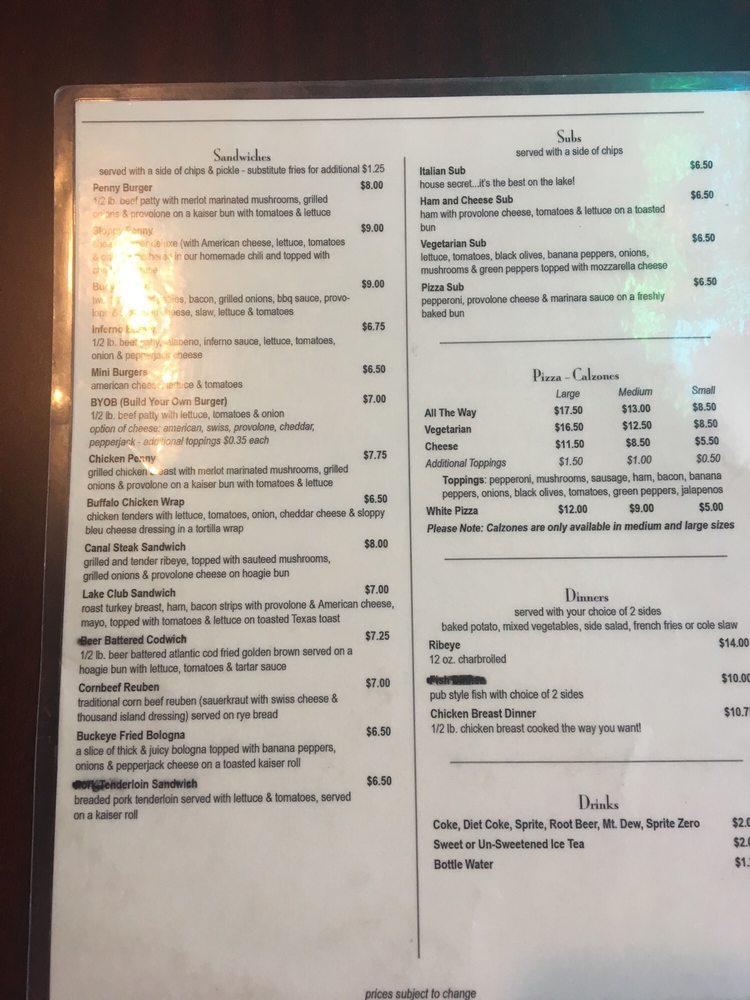 Menu at Copper Penny Lakeside pub & bar, Thornville