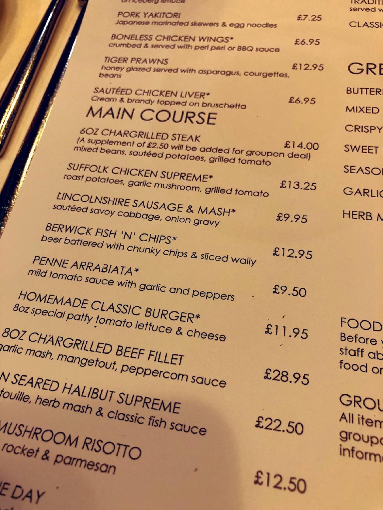 Menu at Berwick Manor Hotel restaurant, Hornchurch, Berwick Pond Rd
