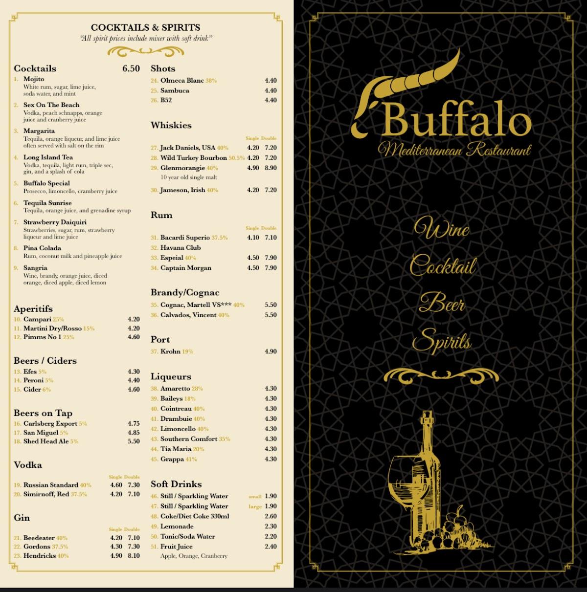 Menu at Buffalo Mediterranean Restaurant, Saint Neots