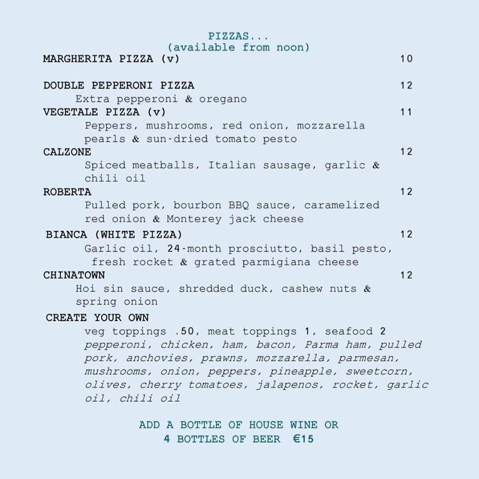 Menu at Enzo’s Pizza Pasta & Gelato restaurant, Clane