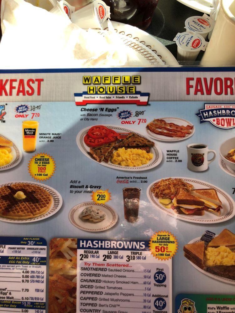 Menu at Waffle House restaurant, Smoketown, Lincoln Hwy E