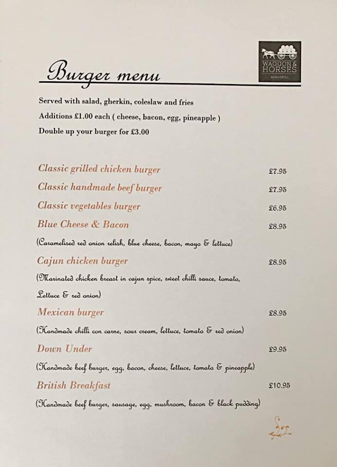 Menu at Waggon & Horses restaurant, Bolton, 170 Chorley Rd