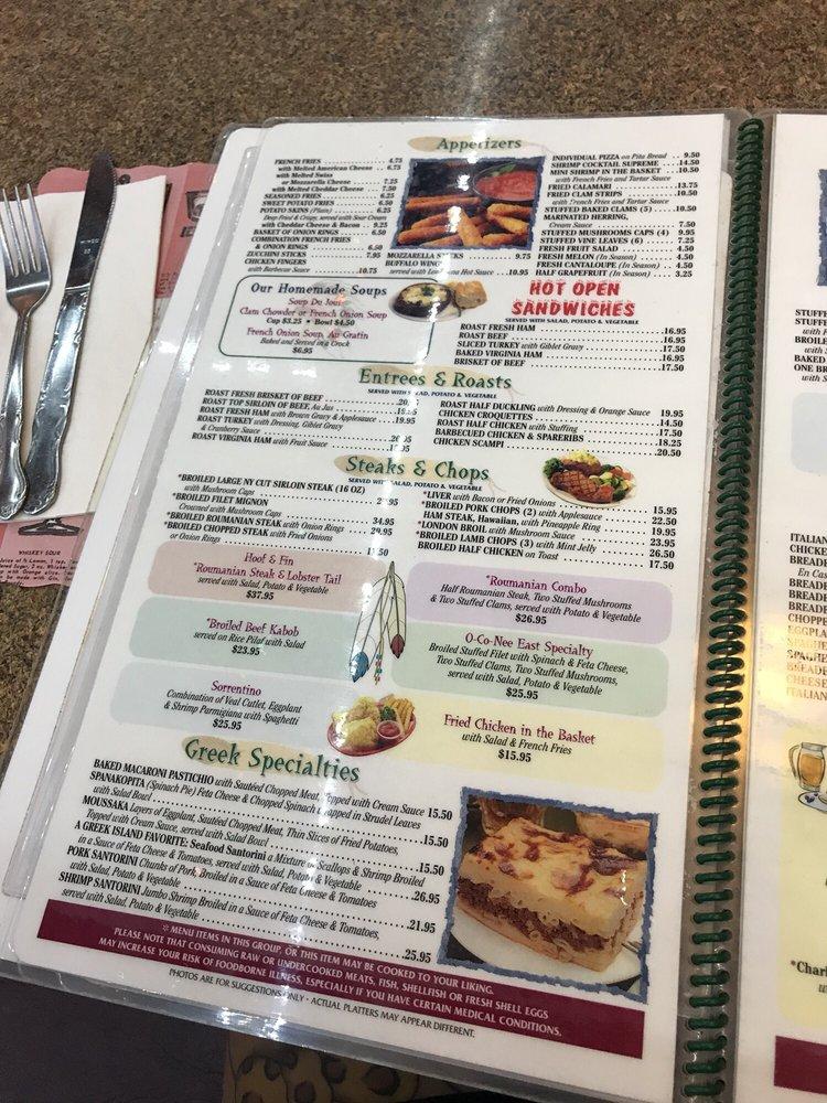 Menu at Oconee East Diner restaurant, Islip