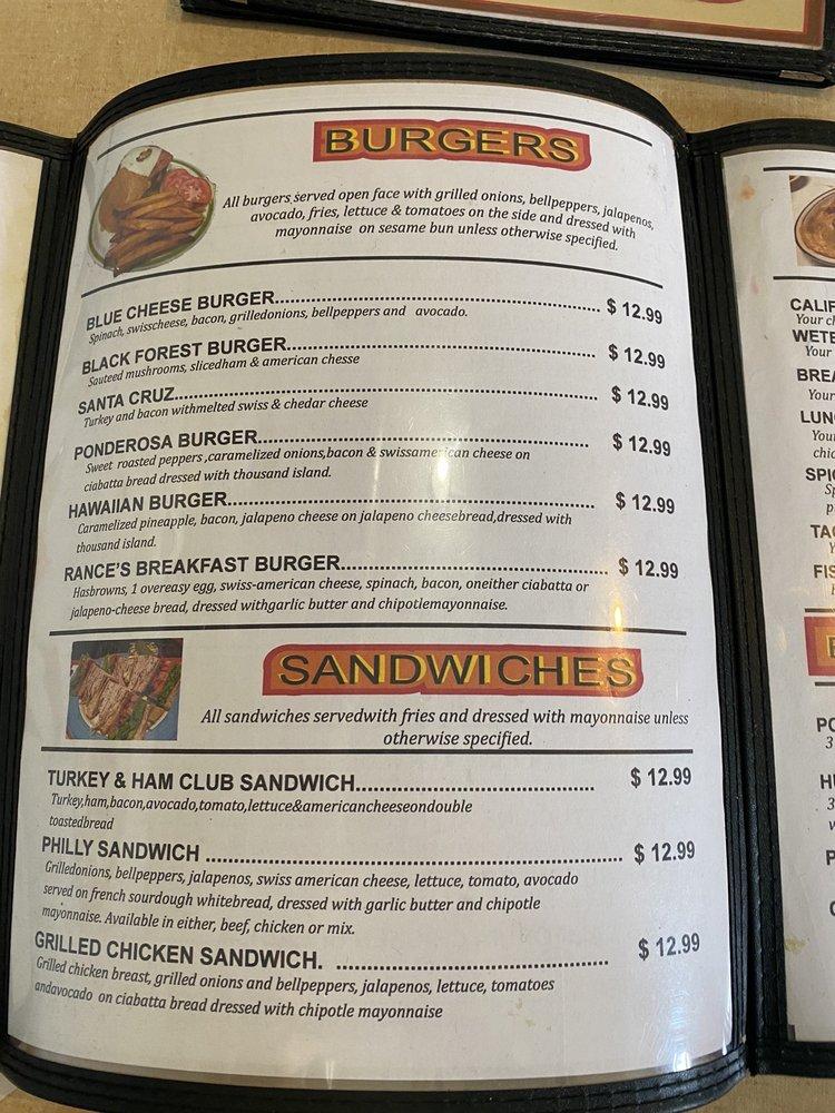 Menu at Ponderosa Restaurant, Snyder