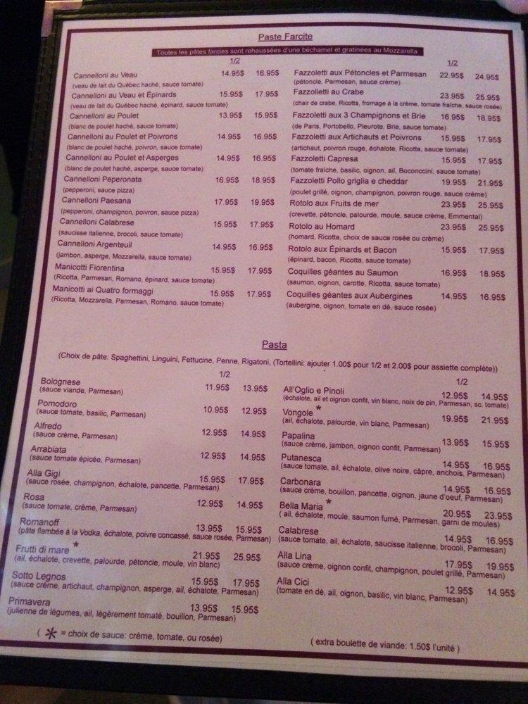 Menu at Restaurant Finocchio, SainteMarthesurleLac