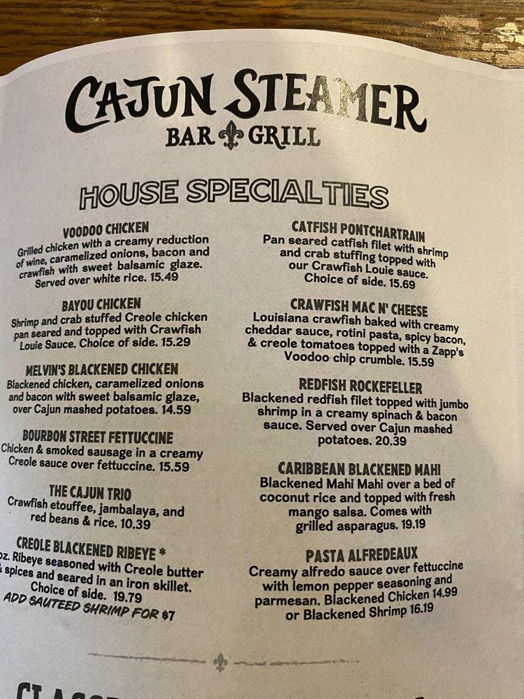 Menu at Cajun Steamer Bar & Grill, Hoover, 180 Main St 200