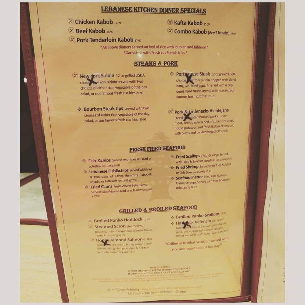 Menu at Lebanese Kitchen restaurant, Mattapoisett