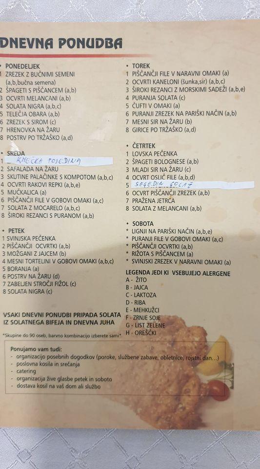 Menu di Restavracija Nigra 
