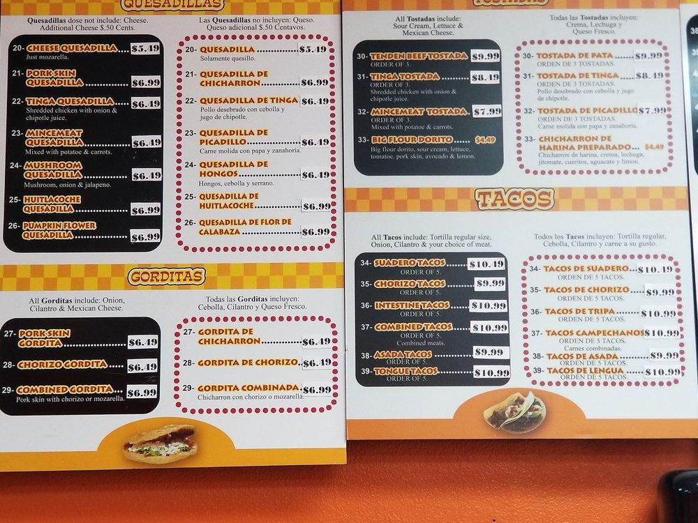 Menu at Taqueria Veronica Mexican Food restaurant, Buckley