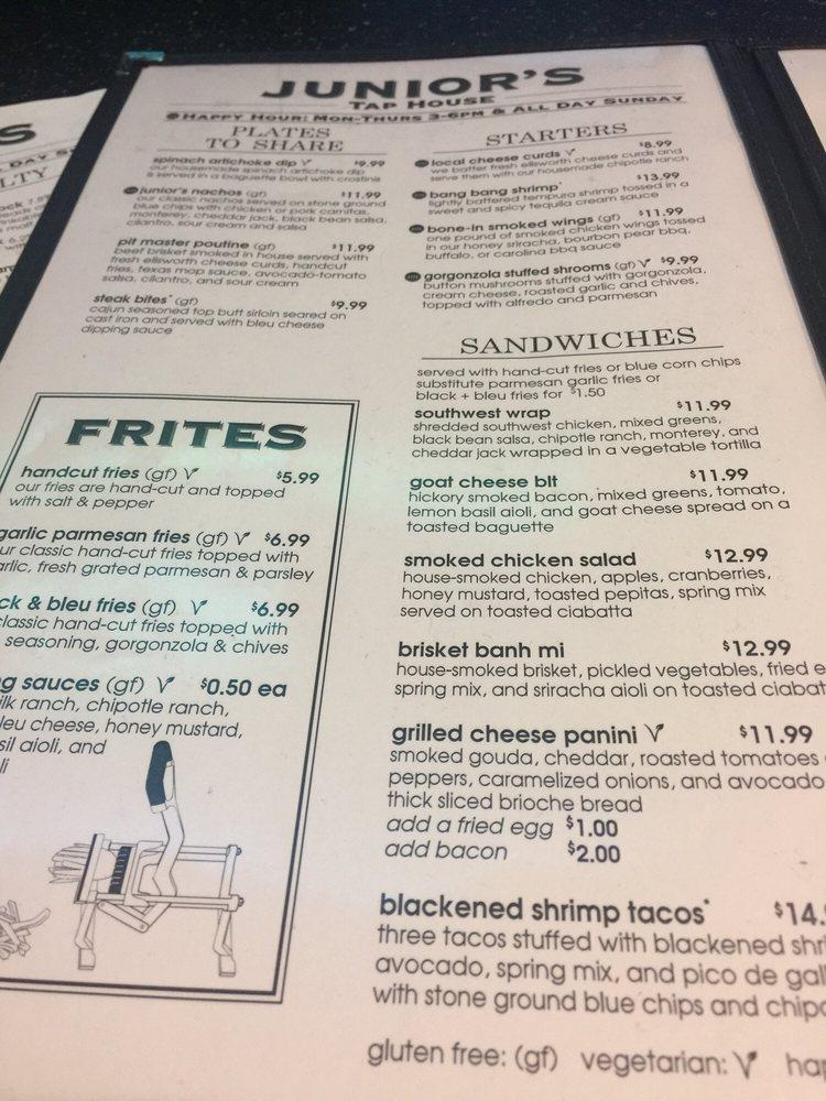 Menu at Junior's Restaurant & Tap House, River Falls
