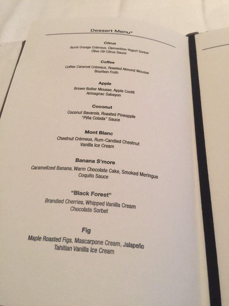 Menu at Le Bernardin restaurant, West New York