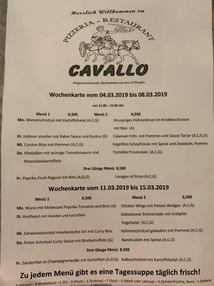Menu at Pizzeria Cavallo, Vienna, Linzer Str. 182