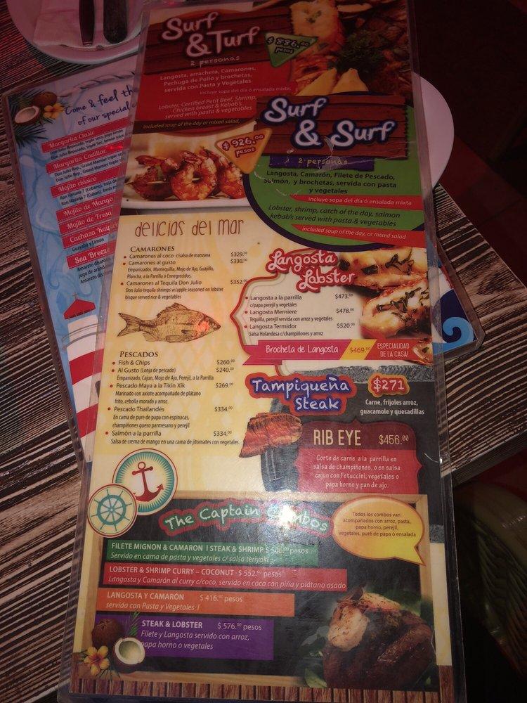 Menu at Baby Lobster restaurant, Cancún, Shopping Center
