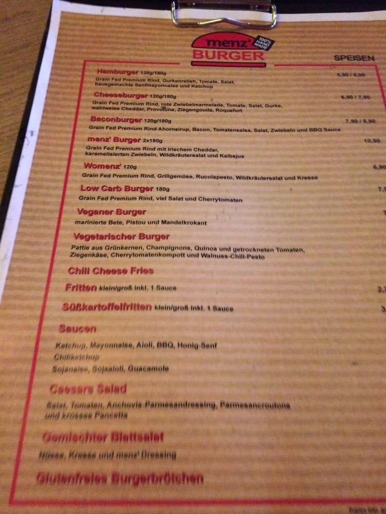 Speisekarte von Menz Burger BBQ & Bar, Köln
