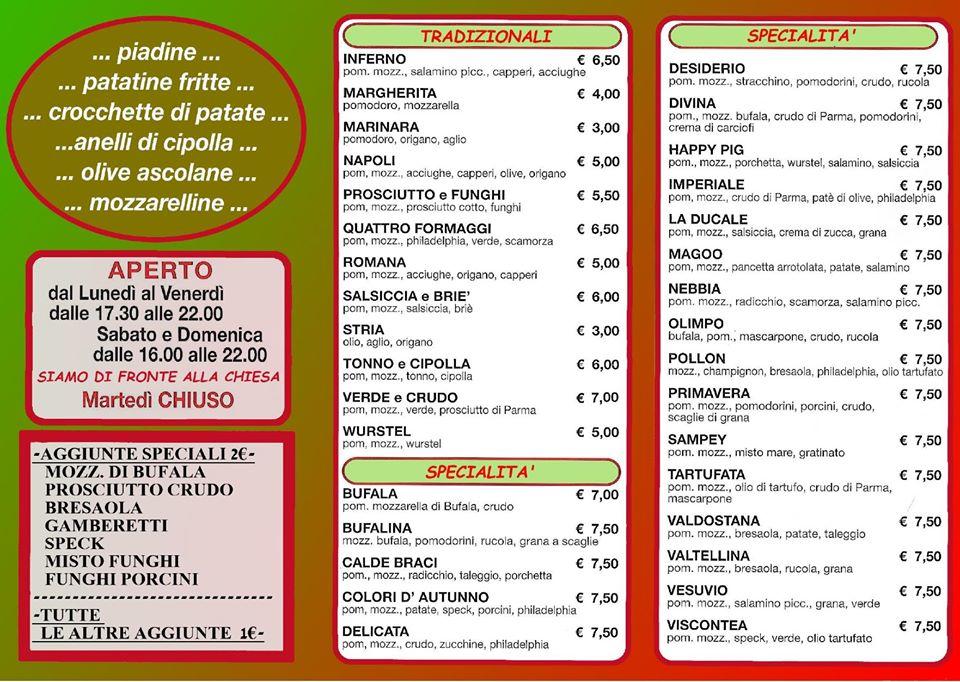 Menu da Pizza al Taglio Senso Unico pizzeria, Castel D'ario