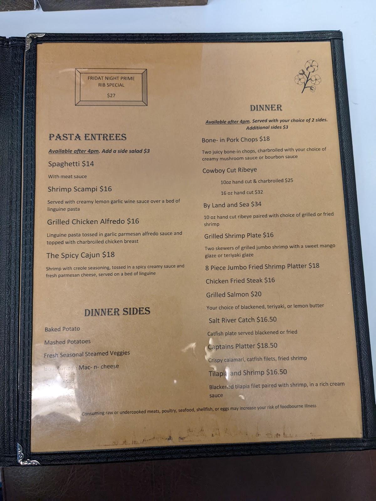 Menu at Copper Bistro restaurant, Globe