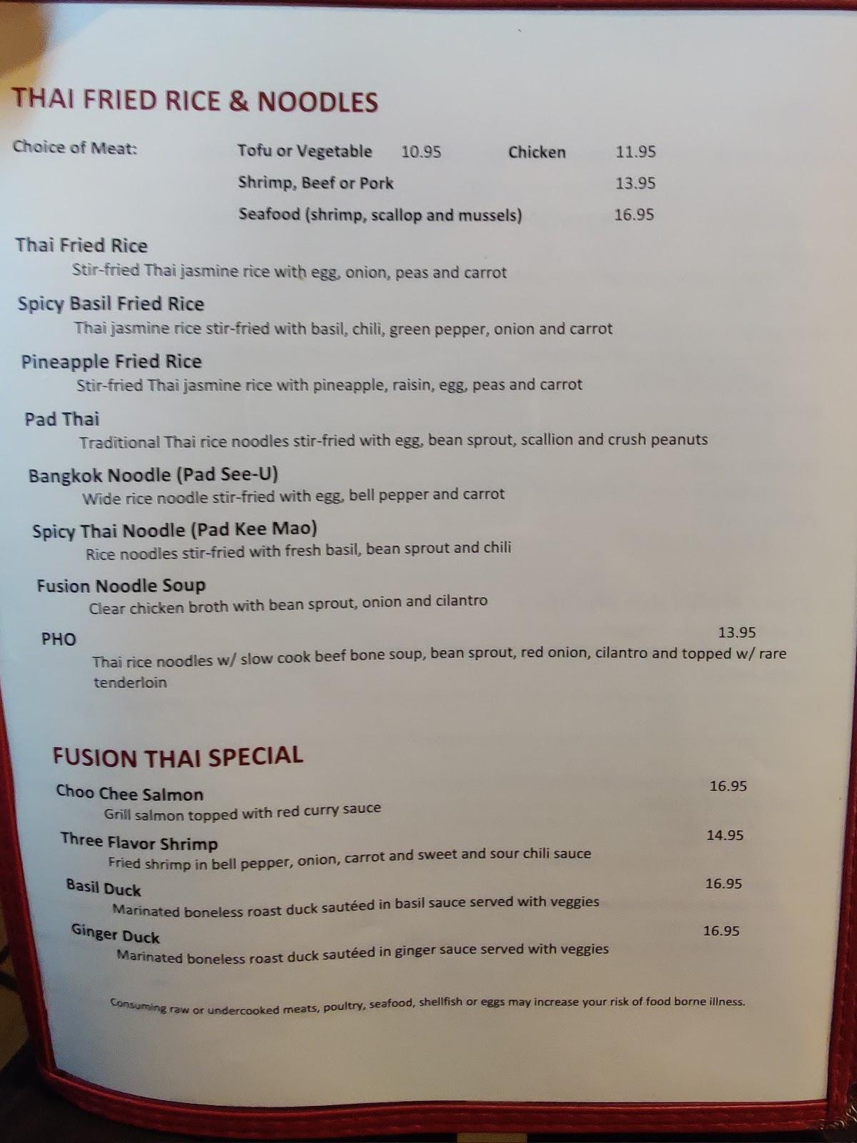 Menu At Fusion Thai And Japanese Restaurant Newberry