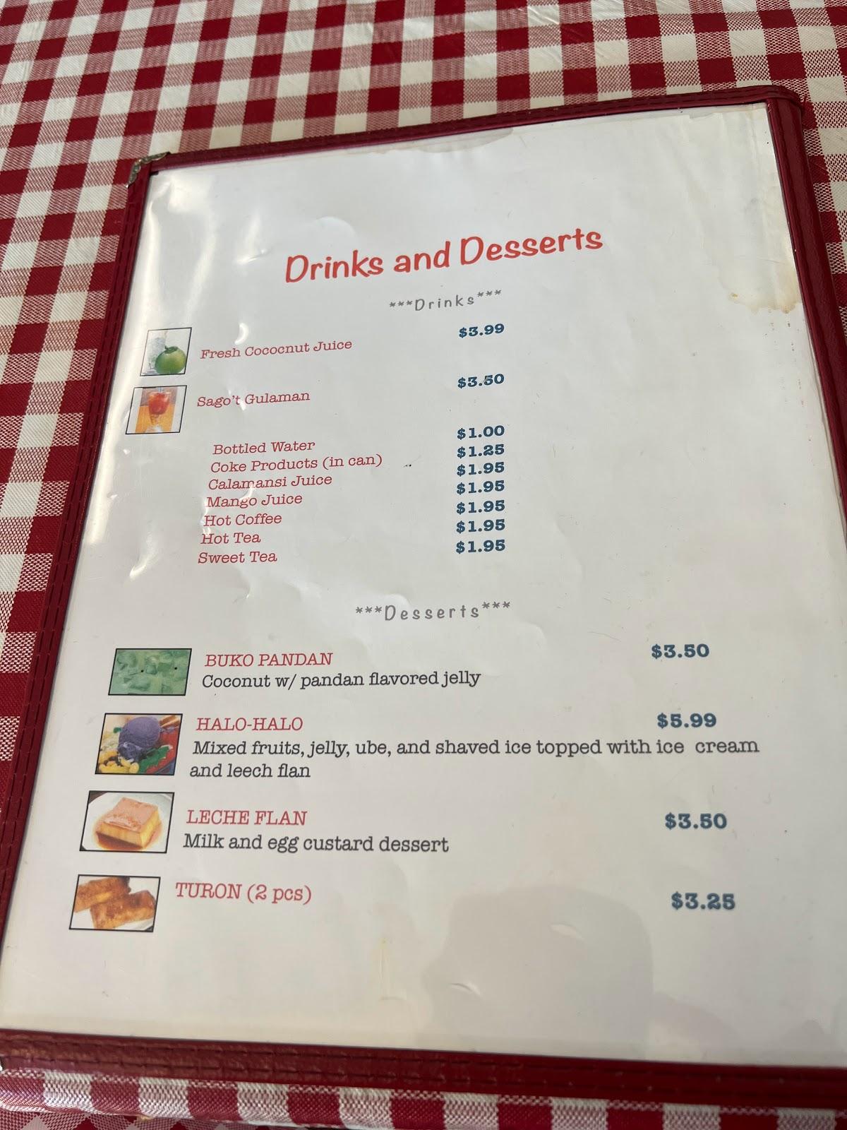 Menu at Kabayan Grill Filipino Restaurant, Kissimmee