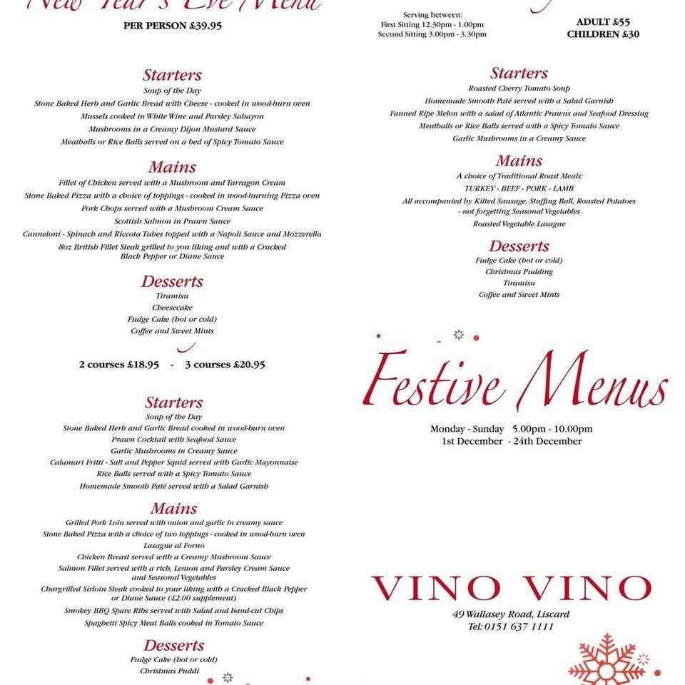 Menu At Vino Vino Restaurant Wallasey Wallasey Rd