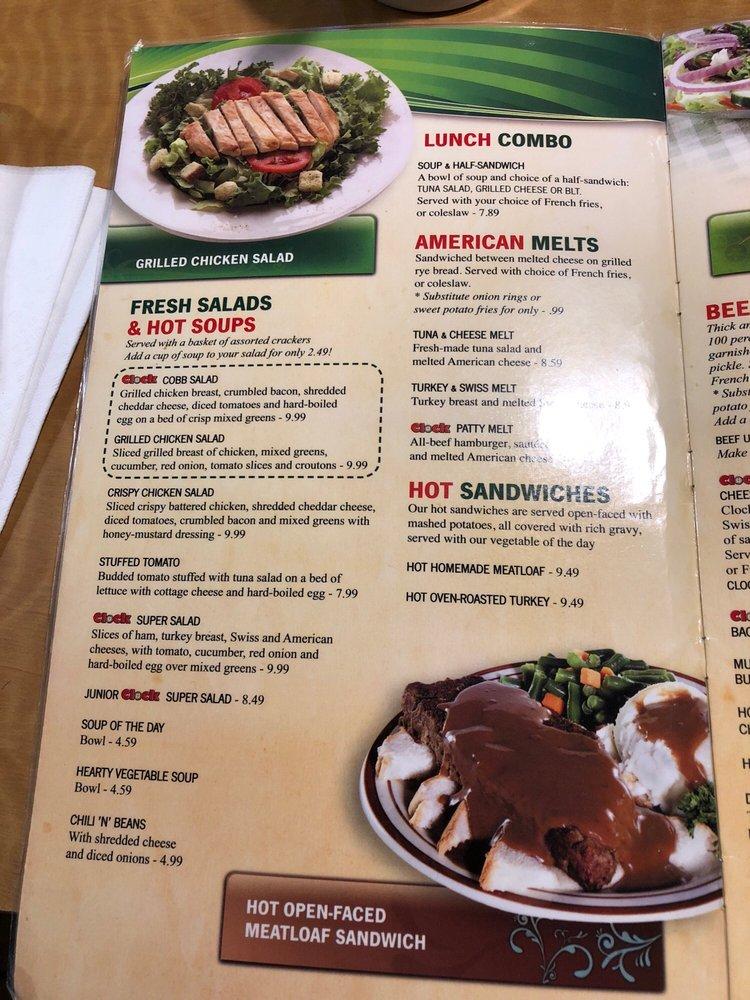 Menu at Clock Restaurant, Gainesville