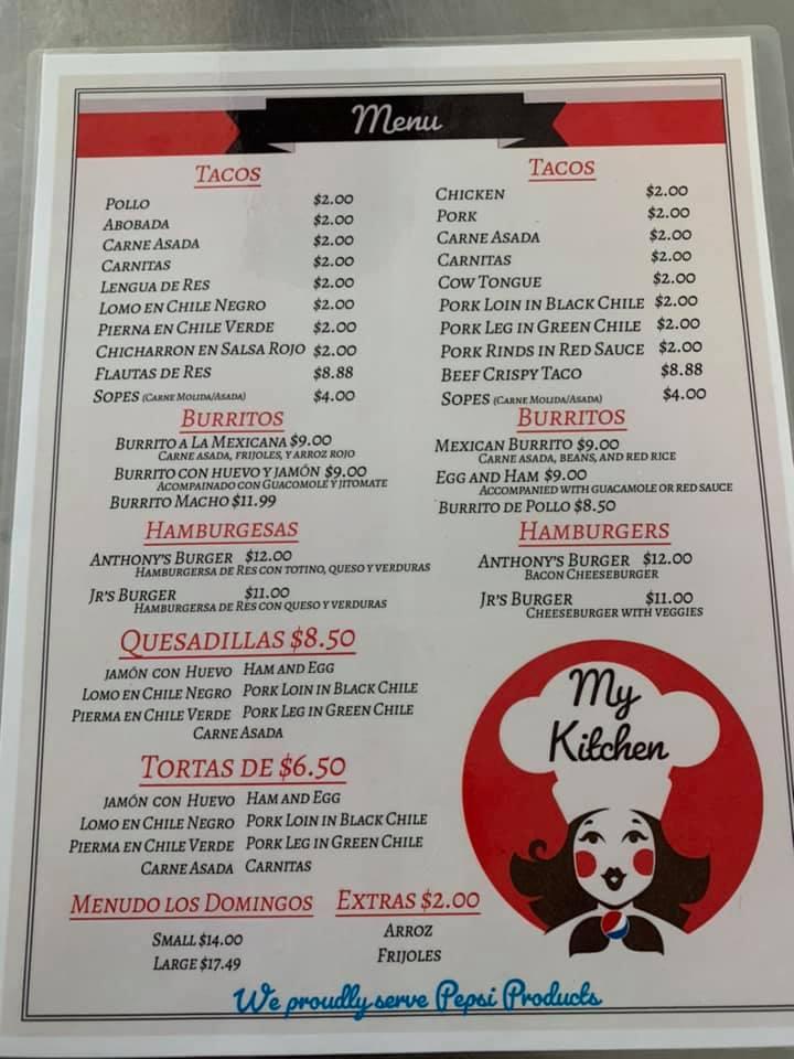 Menu at My Kitchen restaurant, Royal City