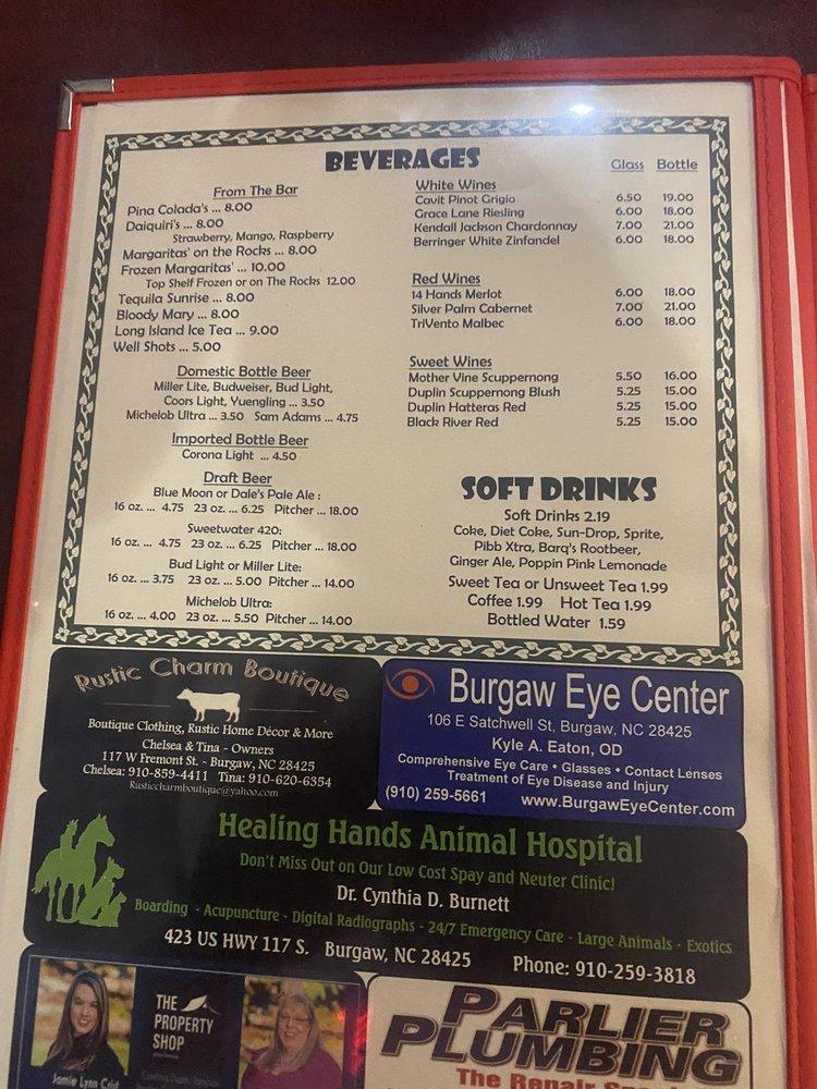 Menu at Bandanas American Grill steakhouse, Burgaw, 602 US117 Unit I