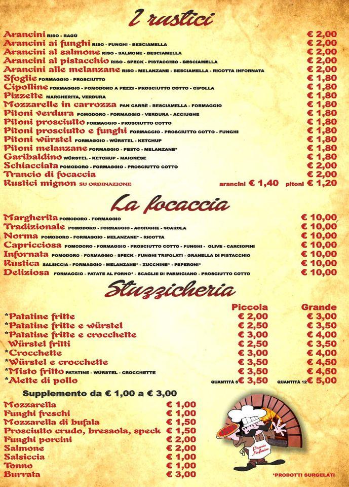 Menu da Pizzeria il Magazzino Alì Terme Via Maestro Guglielmo