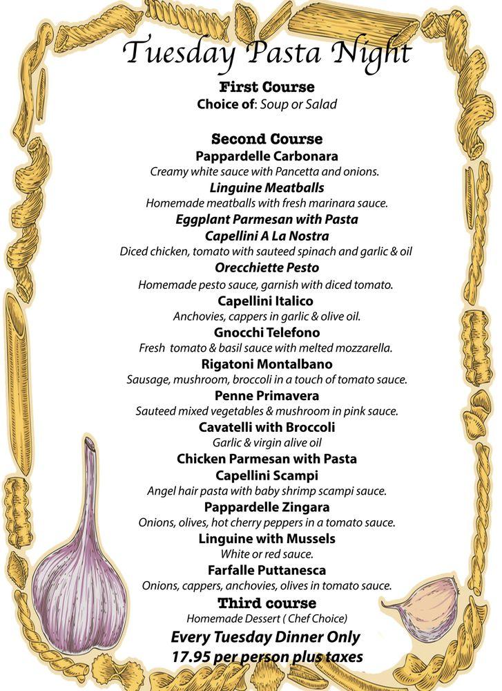 Menu at Pappardelle Ristorante desserts, Montclair