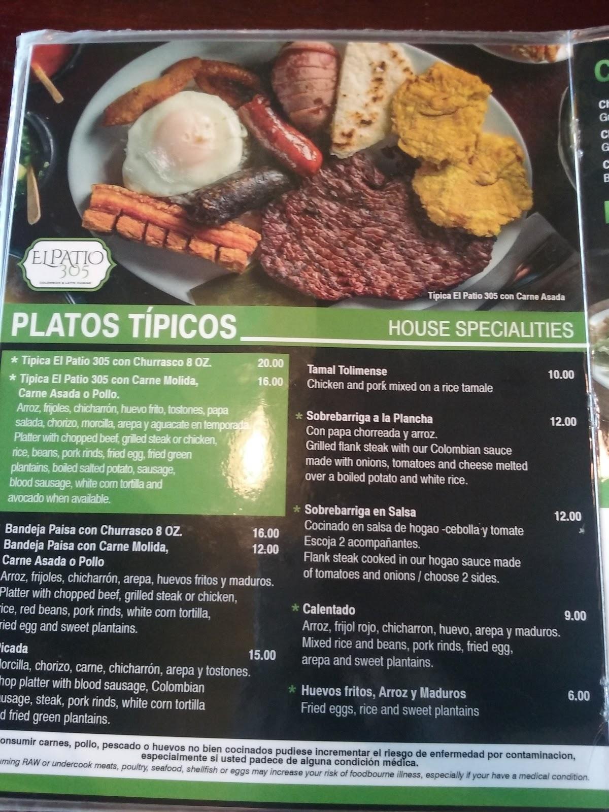 Menu at El Patio 305 Restaurant, Miami, Coral Way