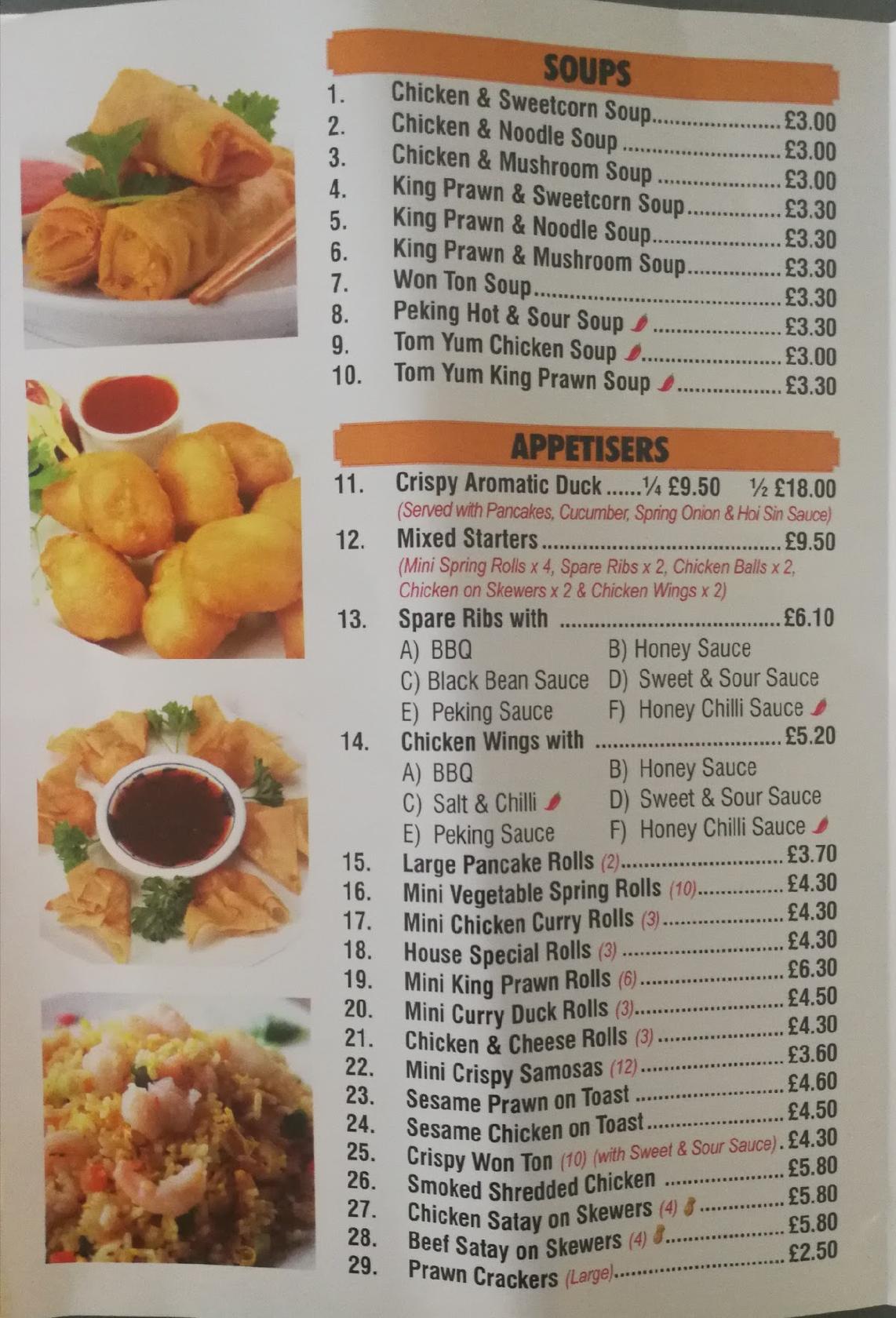 Menu at Wan Lam fast food, Dunfermline