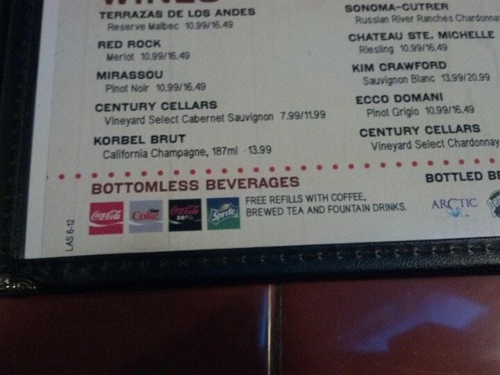 Menu at Chili's pub & bar, Las Vegas, Las Vegas International Airport