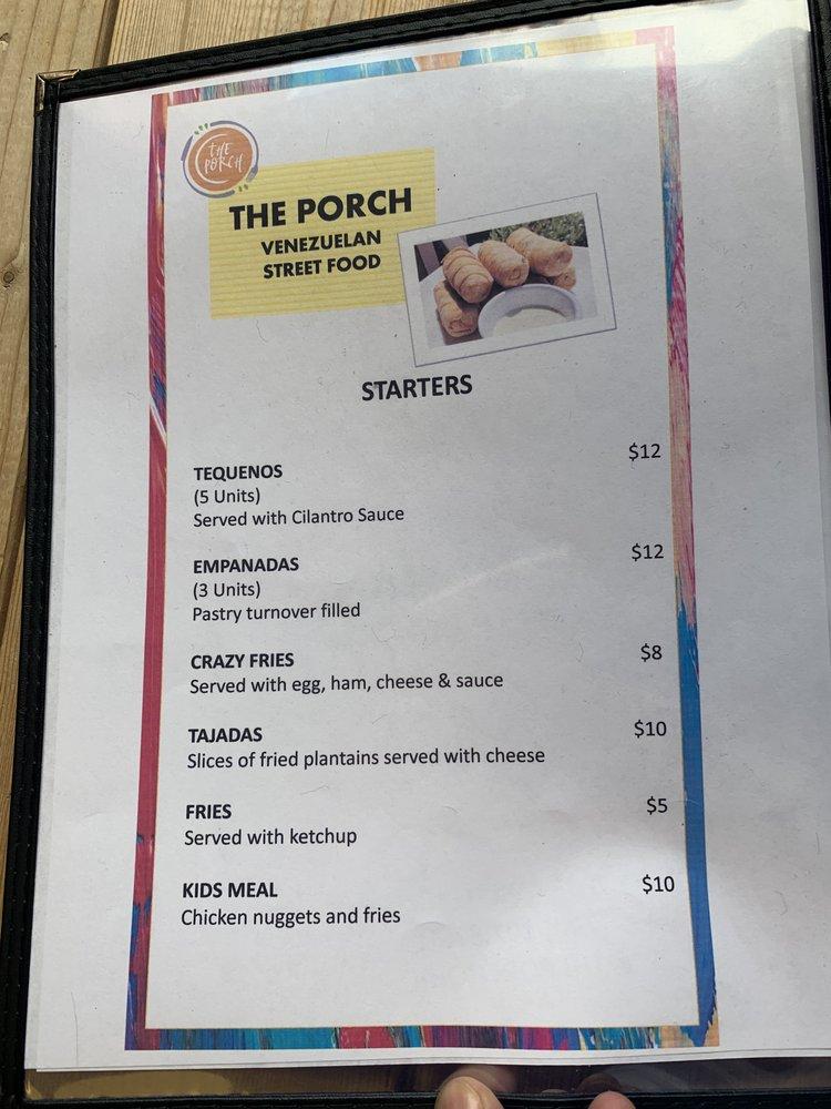 Menu at The Porch fast food, Lewis Center