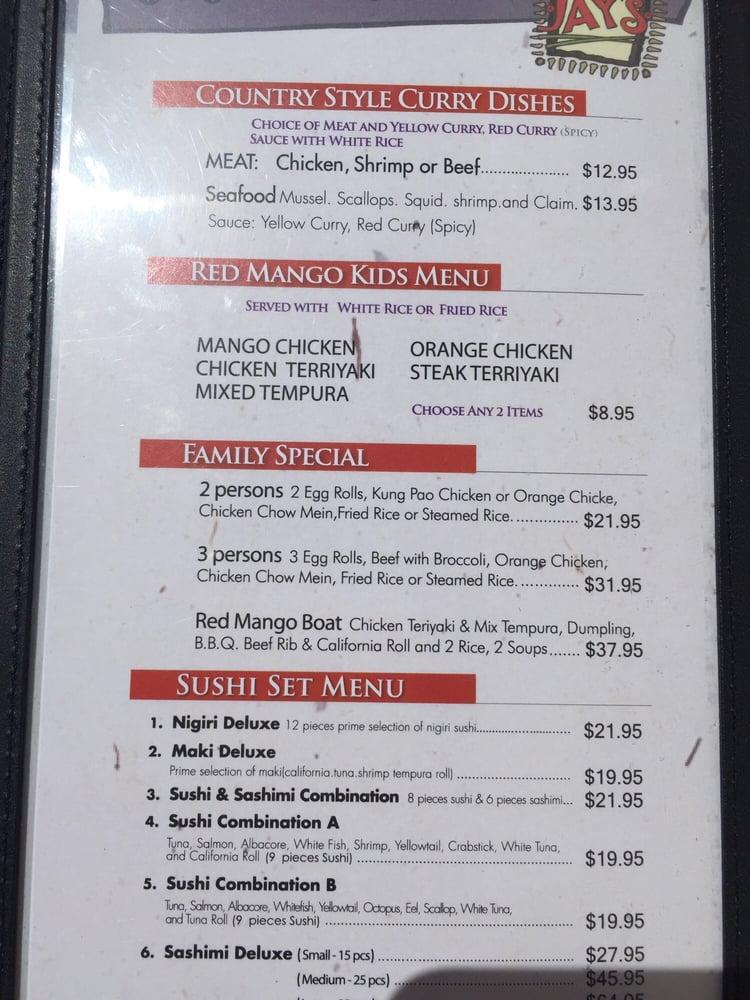 Menu at Red Mango Grill restaurant, Phelan