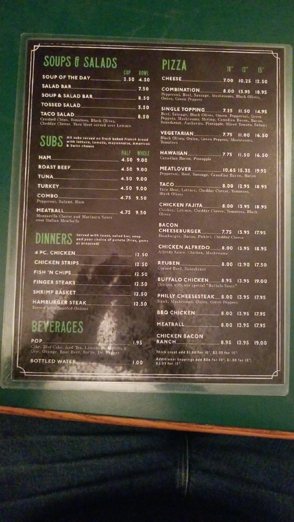 Menu at The Gust Hauf pub & bar, Glendive