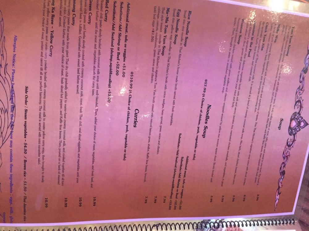 Menu at Thai Kitchen by Saowanee restaurant, Port Orange
