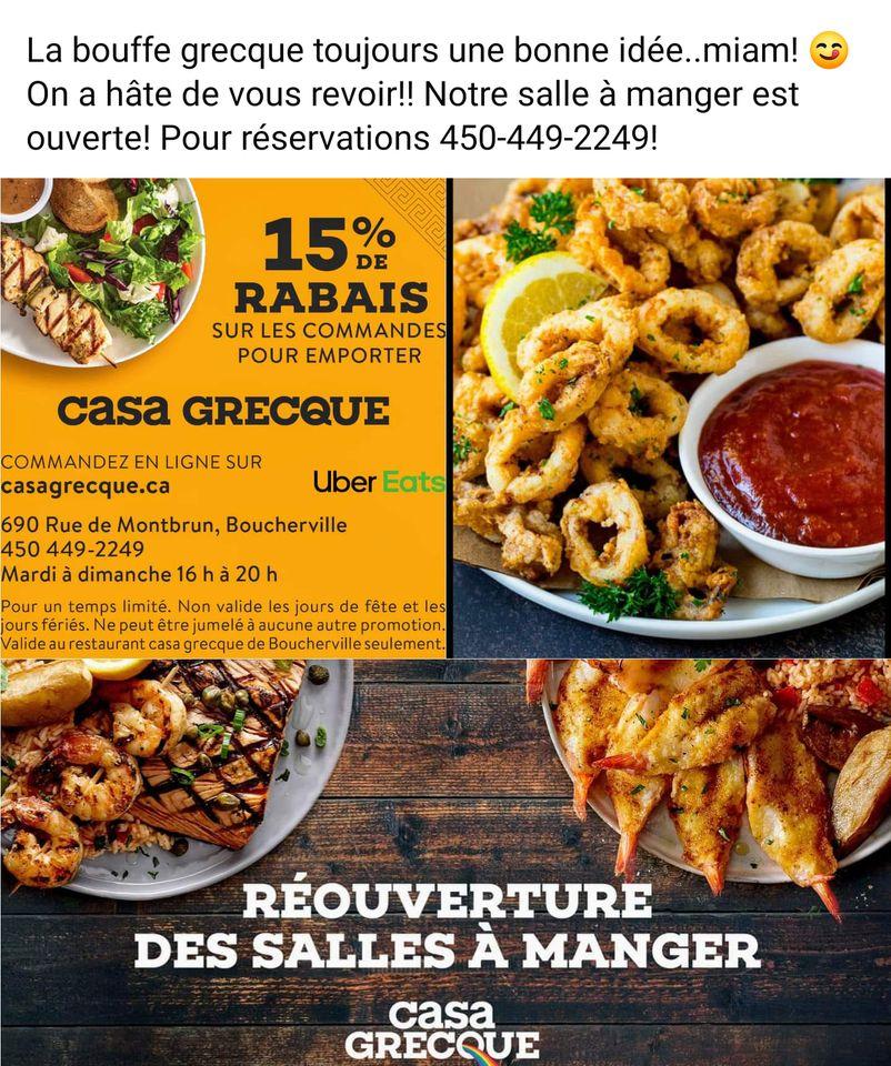 Menu au Casa Grecque restaurant, Boucherville
