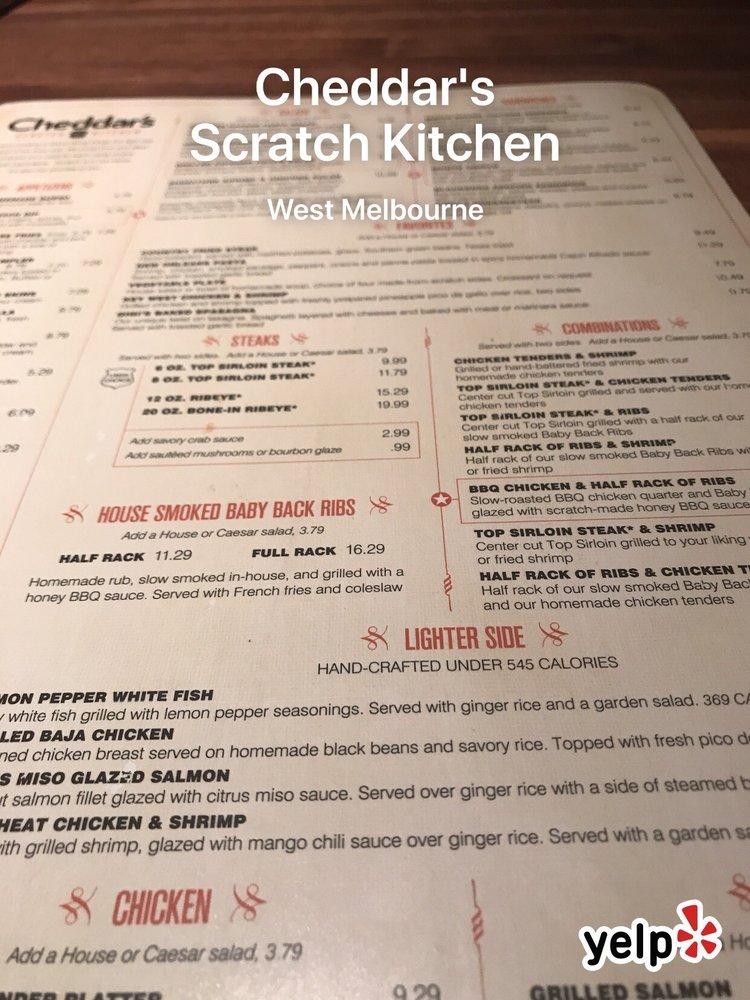 Menu at Cheddar's Scratch Kitchen restaurant, West Melbourne