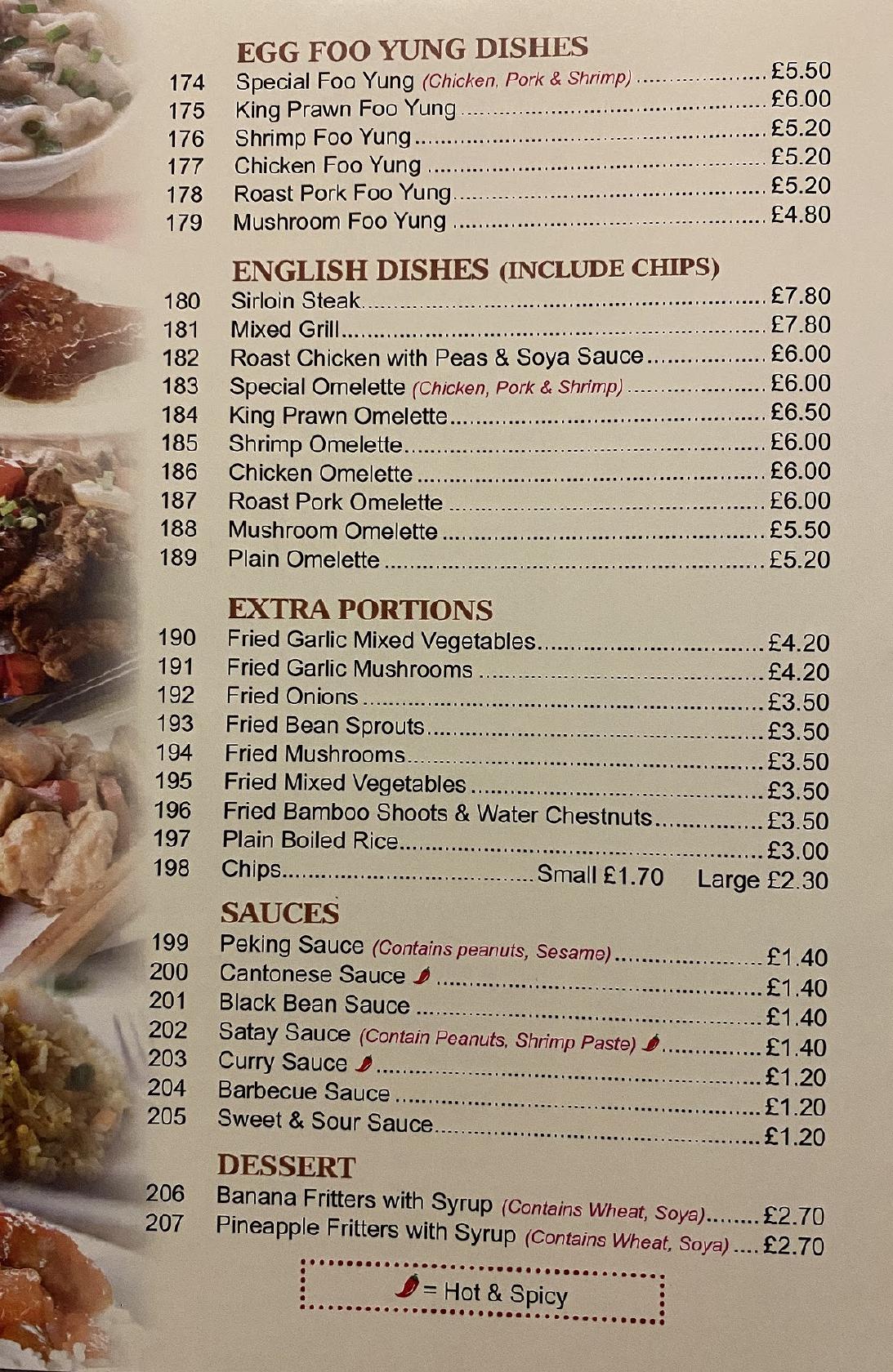 Menu at WAH YUEN(fish and chip& Chinese ) restaurant, Kidwelly