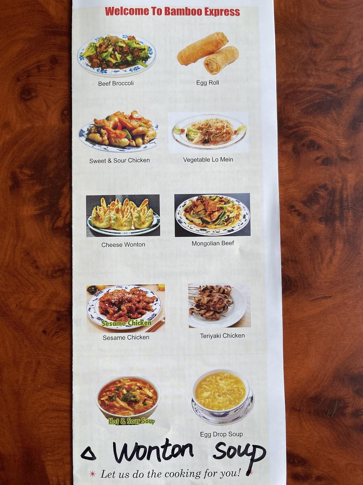 Menu at Bamboo Express restaurant, Loveland