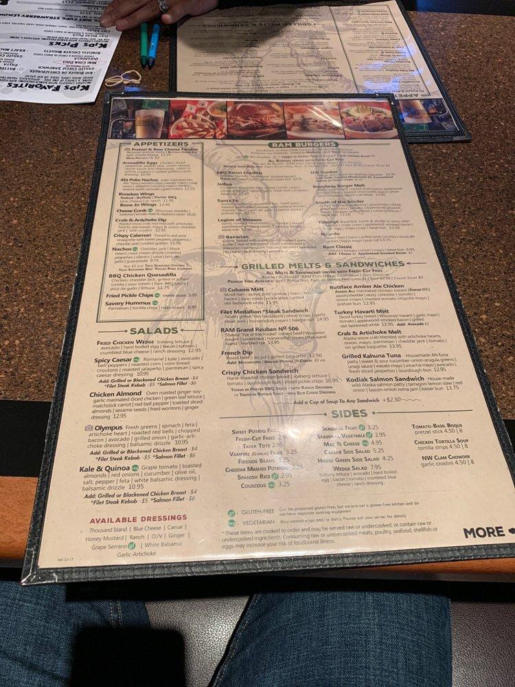 Menu at Ram Restaurant & Brewery, Lacey, Freedom Ln NE c