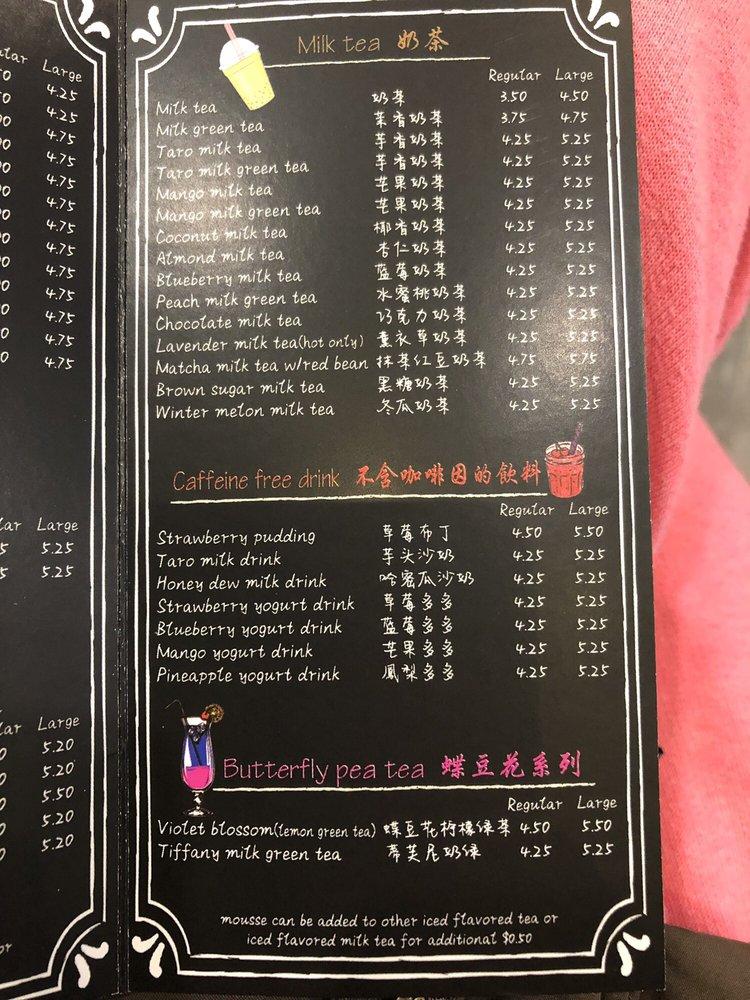 Menu at Tea Yard cafe, Oak Lawn