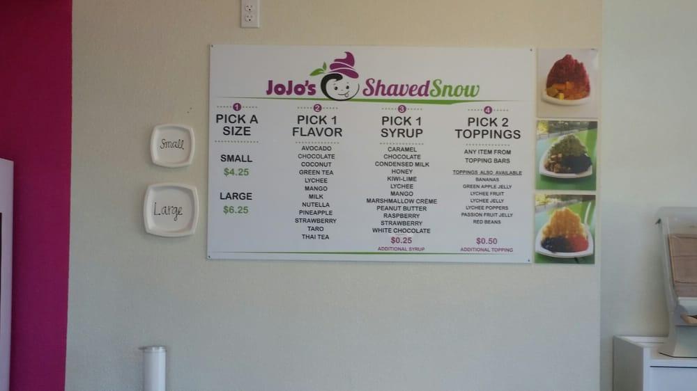 Menu at JoJo's Yogurt desserts, Clovis