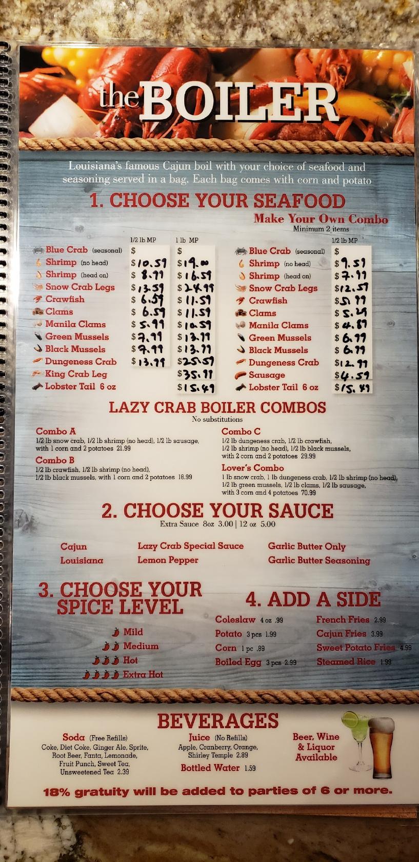 Menu at Lazy Crab, Next to Applebee's on Tara Blvd restaurant, Jonesboro