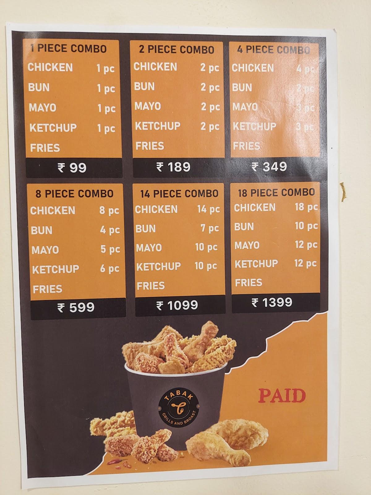 Menu at Tabak Bun cafe, Nadapuram