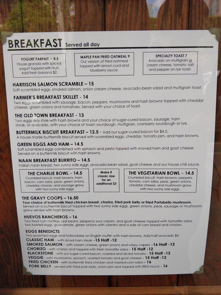 Menu at Jam Cafe, Vancouver, 556 Beatty St