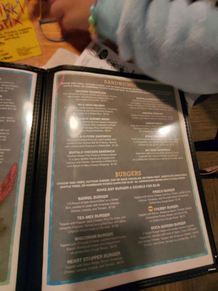 Menu at Oaken Barrel Brewing Company, Greenwood