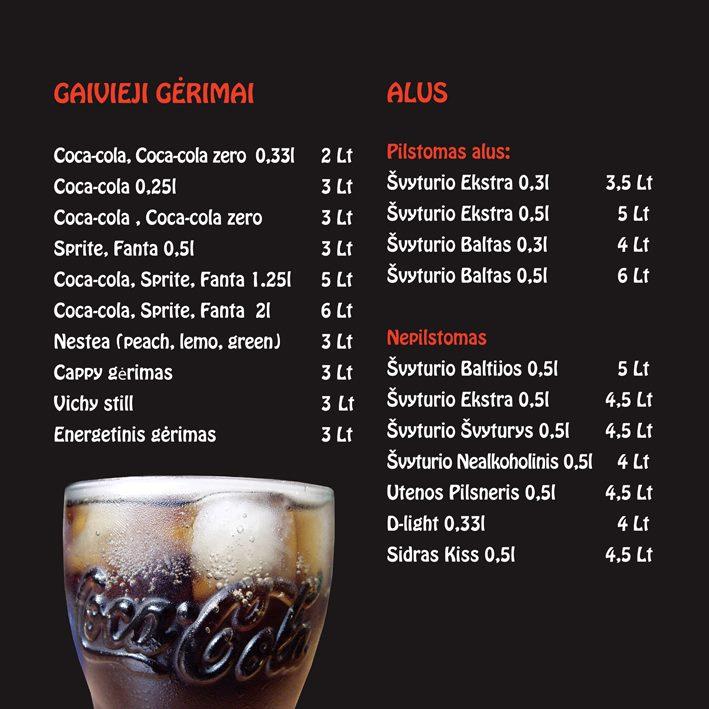 Menu at Academy PICA pizzeria, Ringaudai